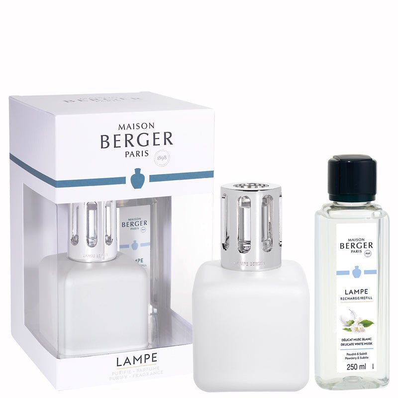 Lampe Berger Geschenkset - Glacon / Ice Cube weiß mit Duft Delikater Weißer Moschus - Hirsch Living & Lifestyle