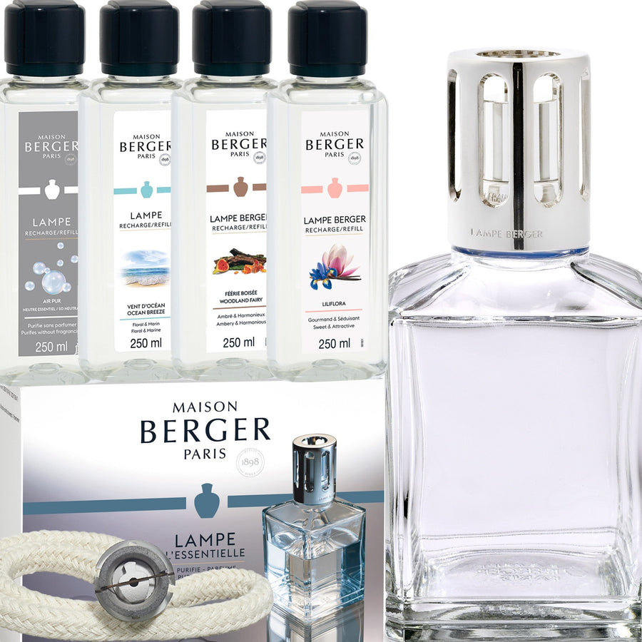 Lampe Berger Geschenkset - XXL Cube inkl. 4x 250ml Duft Wohlfühlmomente Edition - Hirsch Living & Lifestyle
