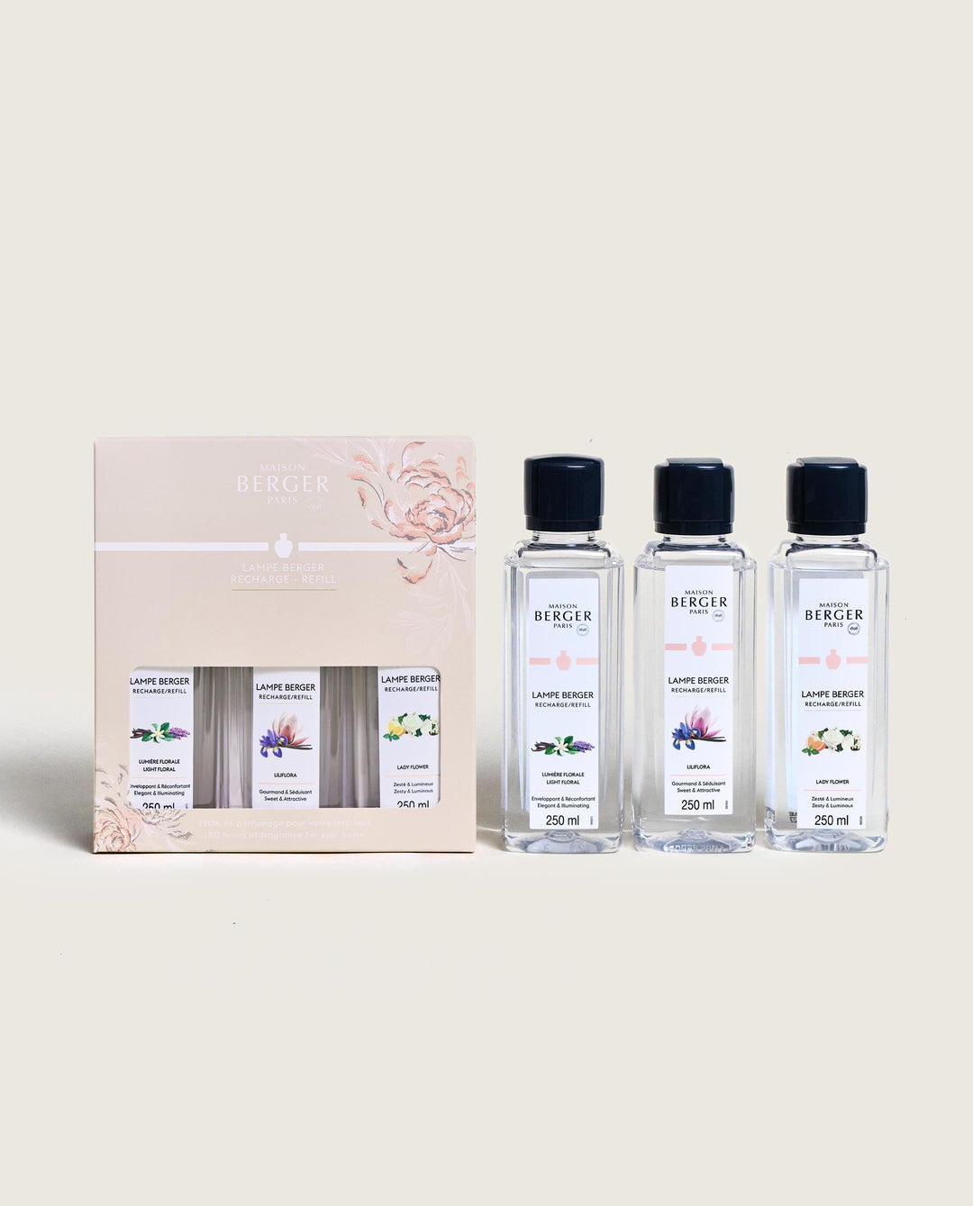 Triopack Ophelia - Florale Harmonie &amp; Liliflora &amp; Lady Flower - Lampe Berger Refill (3 x 250 ml)