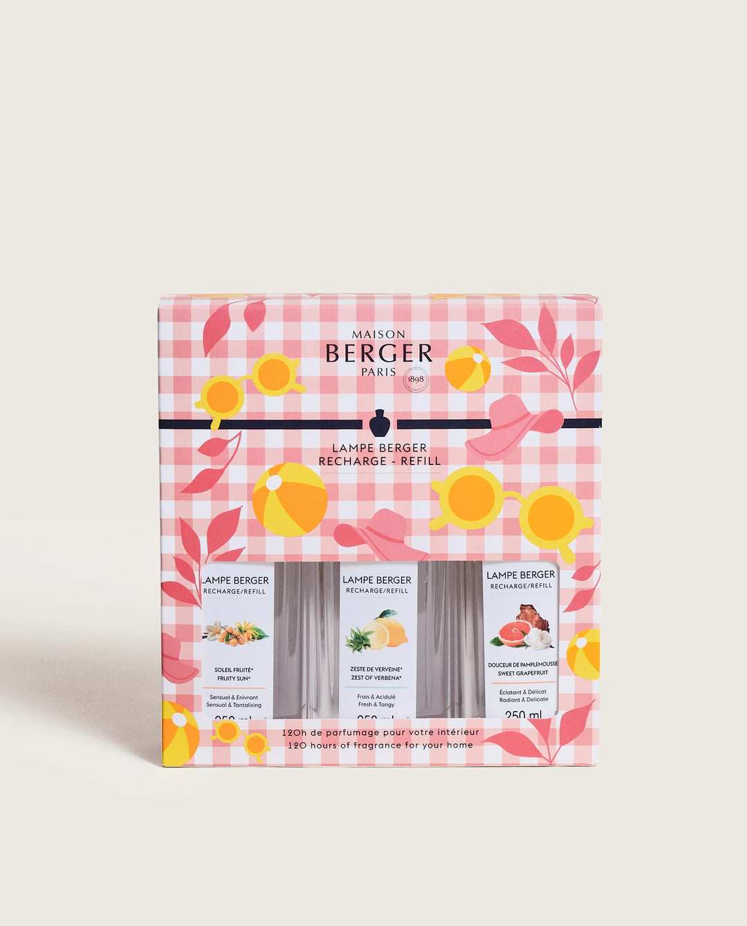 Triopack Estival - Sonnige Früchte &amp; Strahlende Pampelmuse &amp; Zitronen-Verbene - Lampe Berger Refill (3 x 250 ml)