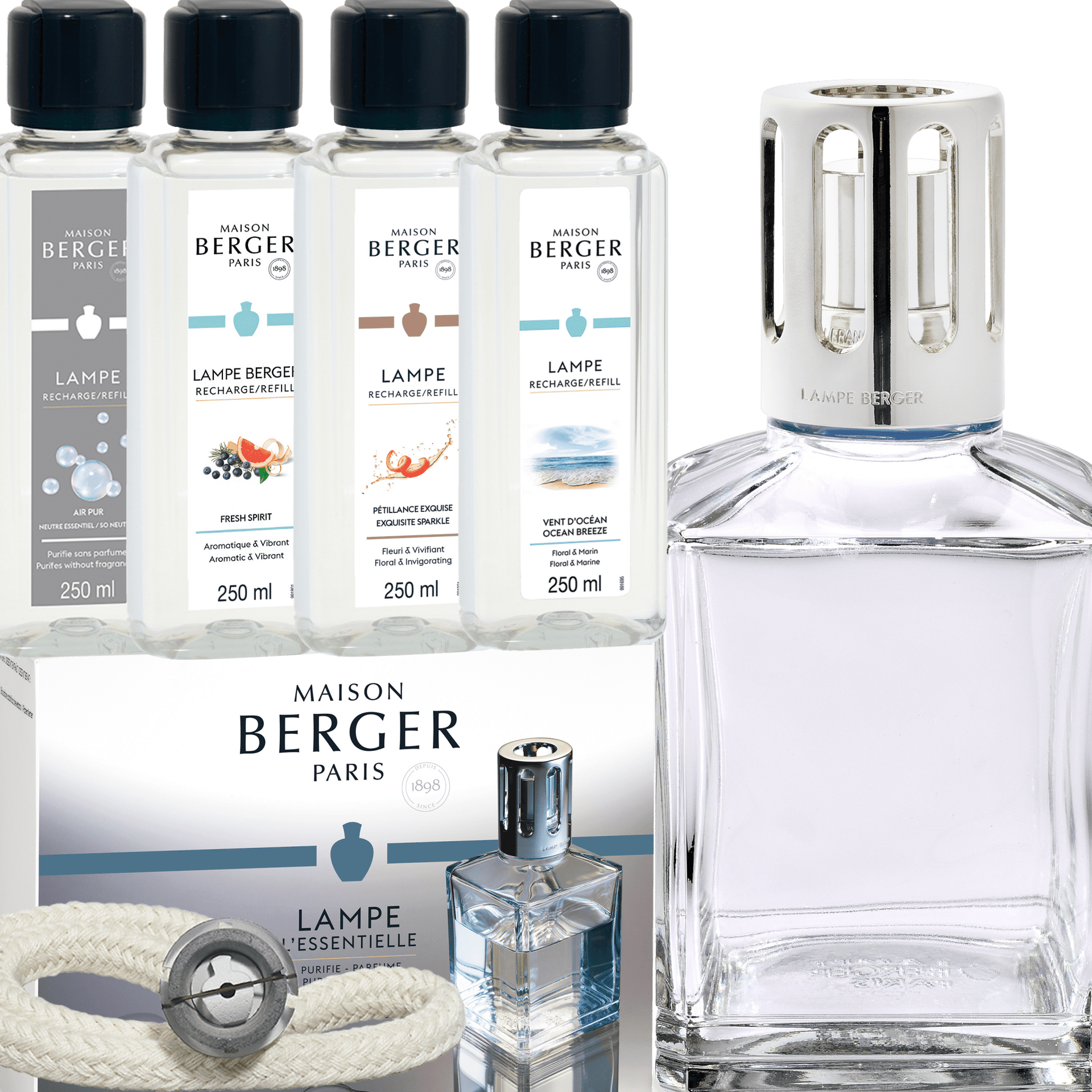 Lampe Berger Geschenkset - XXL Cube inkl. 4x 250ml Duft Pure